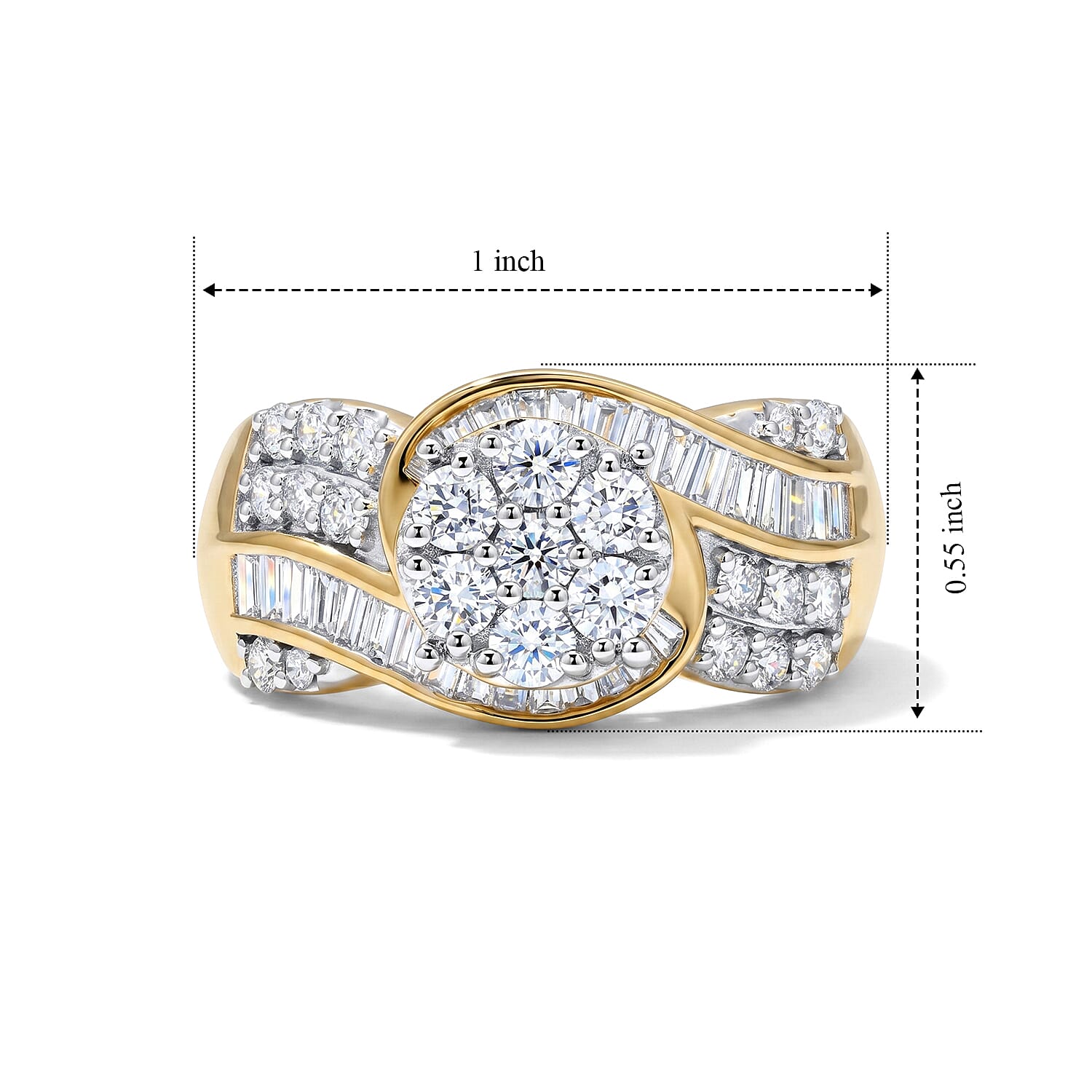 Luxuriant Lab Grown Diamond G-H SI 2.00 ctw Ring in 18K Vermeil Yellow Gold Over Sterling Silver (Size 6.0)