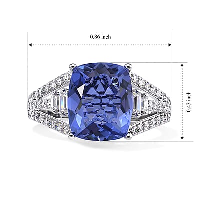 EverTrue Color Change Fluorite and Moissanite 5.50 ctw Ring in Platinum Bond (Size 5.0)