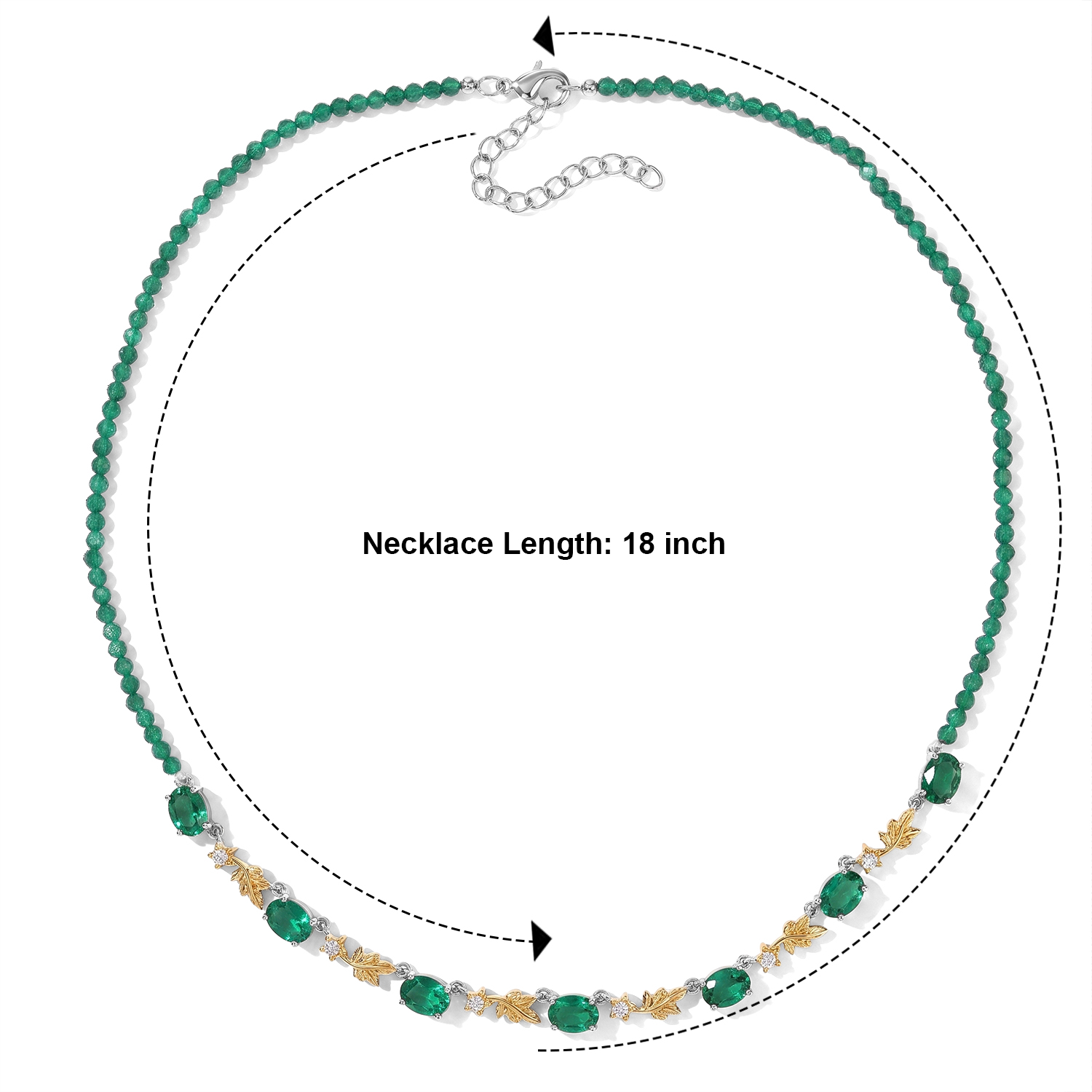 EverTrue Emeraldine Quartz (Triplet) and Multi Gemstone 27.65 ctw Station Necklace (18 Inches) in 18K YG Plated and Platinum Bond