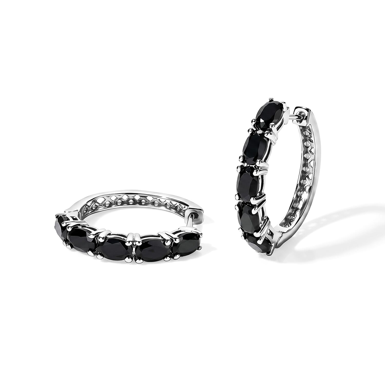 EverTrue Thai Black Spinel 6.90 ctw Earrings in Platinum Bond