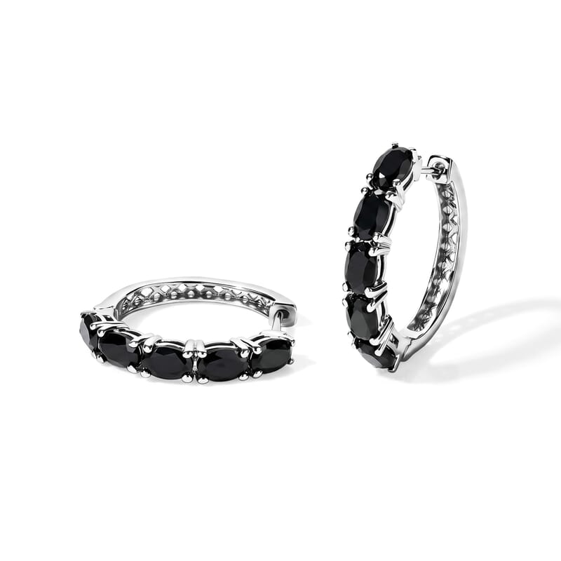 EverTrue Thai Black Spinel 6.90 ctw Earrings in Platinum Bond