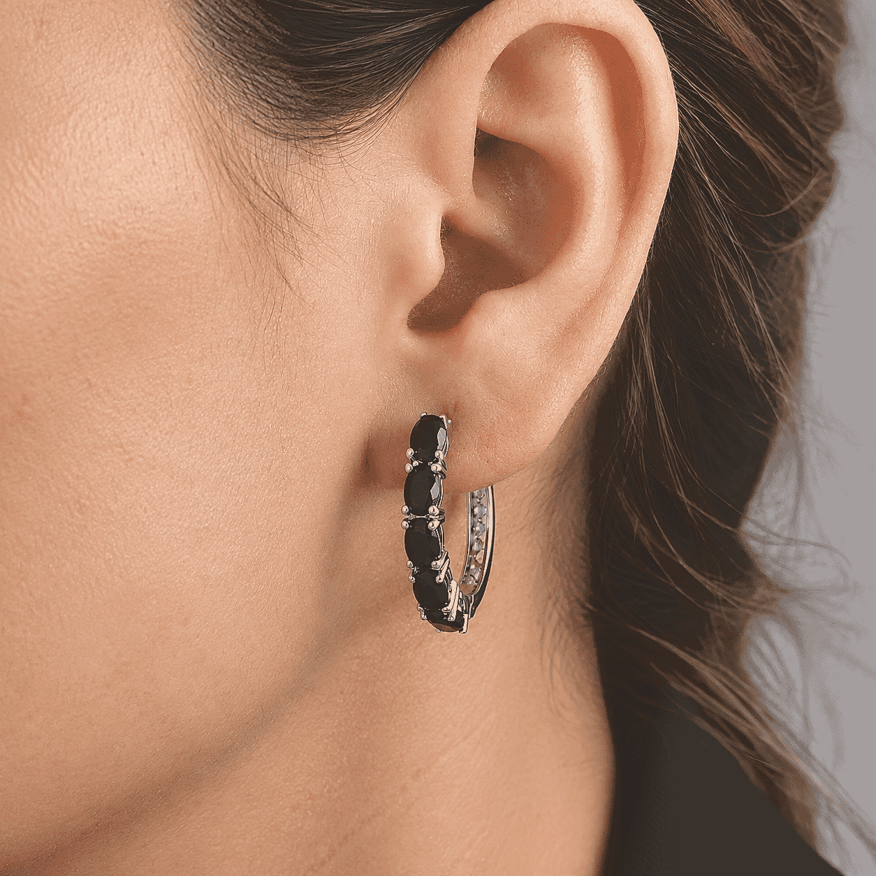 EverTrue Thai Black Spinel 6.90 ctw Earrings in Platinum Bond