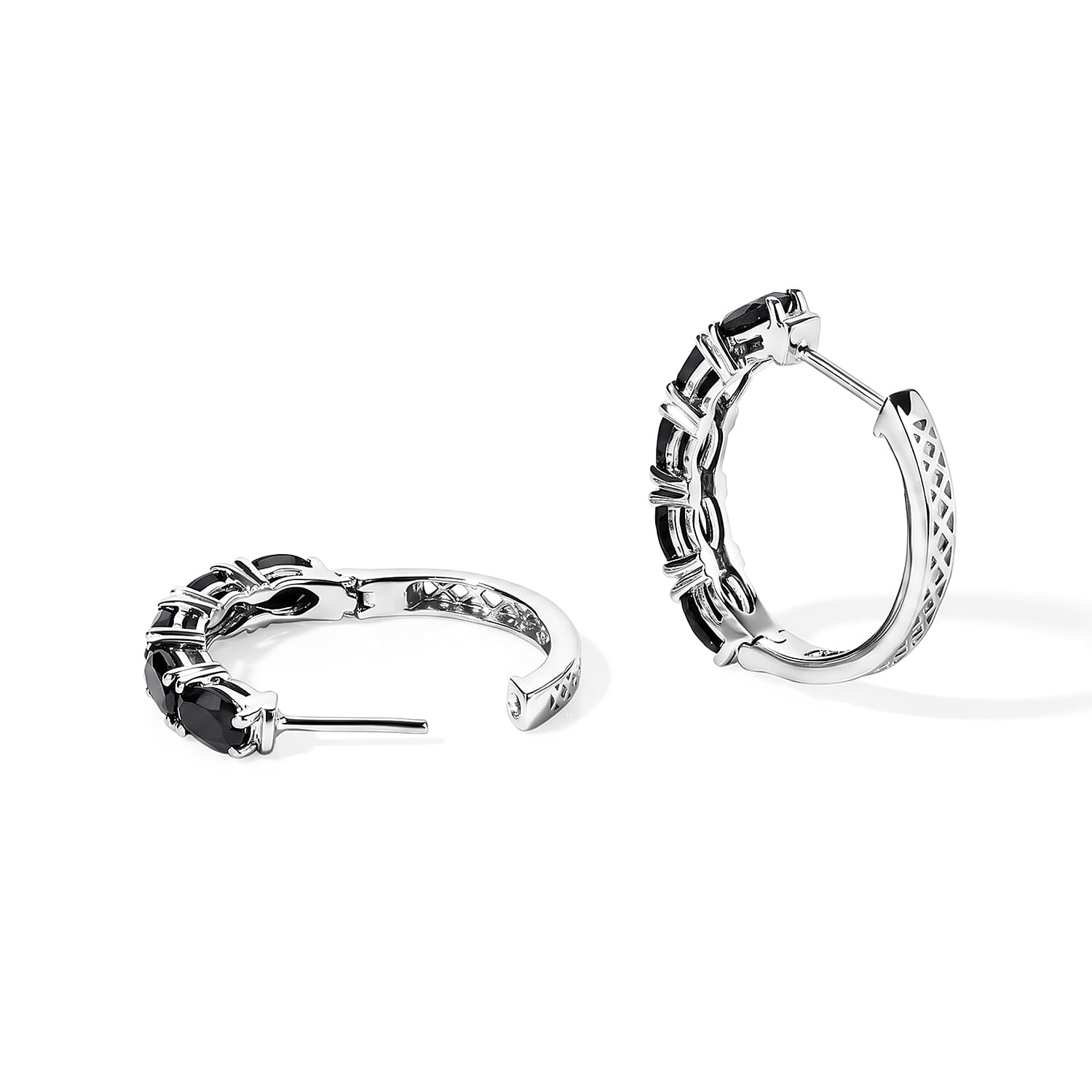 EverTrue Thai Black Spinel 6.90 ctw Earrings in Platinum Bond