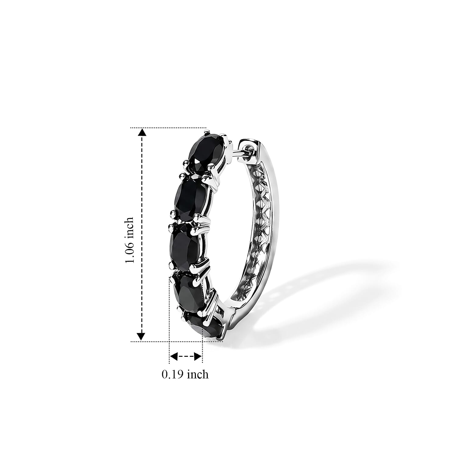 EverTrue Thai Black Spinel 6.90 ctw Earrings in Platinum Bond