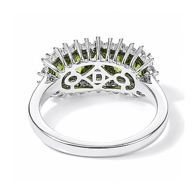 D'Joy Calabar Tourmaline and Moissanite 1.50 ctw Ring in Rhodium Over Sterling Silver (Size 6.0)