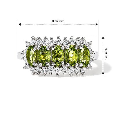 D'Joy Calabar Tourmaline and Moissanite 1.50 ctw Ring in Rhodium Over Sterling Silver (Size 6.0)