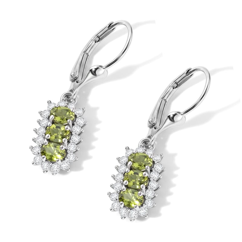 D'Joy Calabar Tourmaline and Moissanite 1.40 ctw Earrings in Rhodium Over Sterling Silver