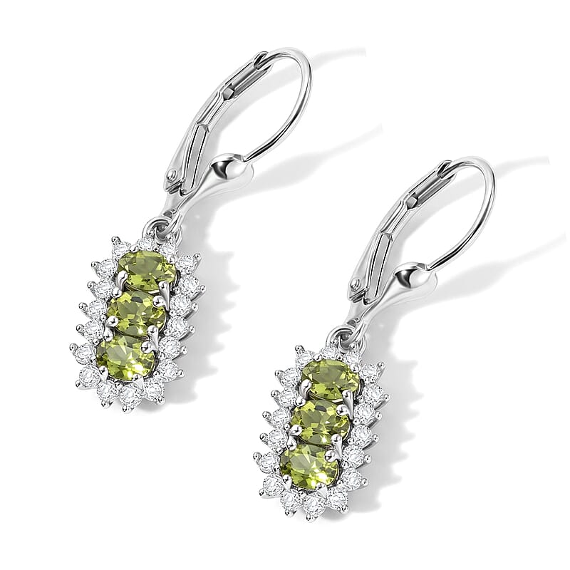 D'Joy Calabar Tourmaline and Moissanite 1.40 ctw Earrings in Rhodium Over Sterling Silver