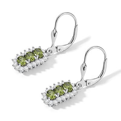D'Joy Calabar Tourmaline and Moissanite 1.40 ctw Earrings in Rhodium Over Sterling Silver