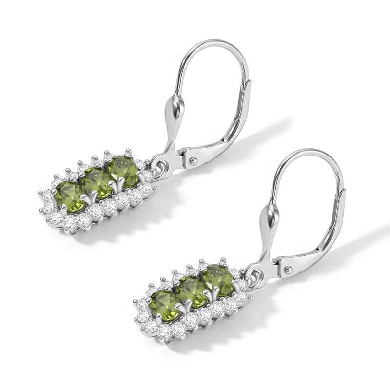D'Joy Calabar Tourmaline and Moissanite 1.40 ctw Earrings in Rhodium Over Sterling Silver