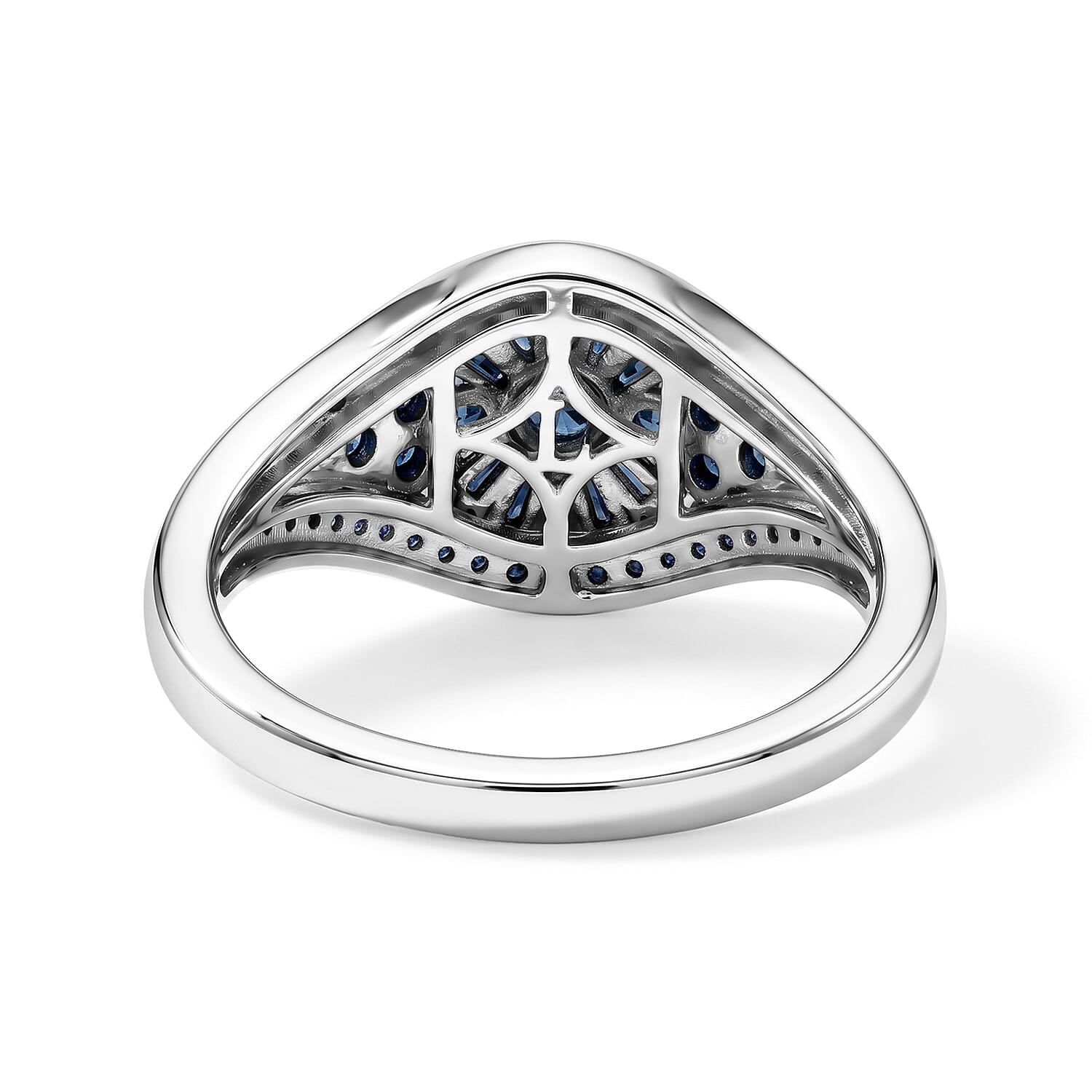 Luxuriant Lab Grown Blue Diamond (IR) SI 1.00 ctw Ring in Rhodium Over Sterling Silver (Size 10.0)