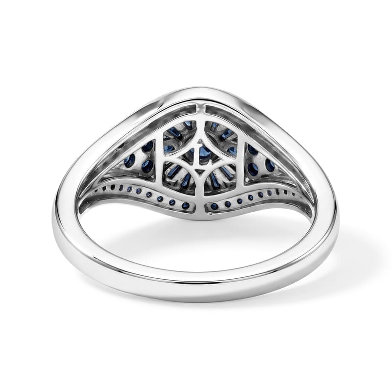 Luxuriant Lab Grown Blue Diamond (IR) SI 1.00 ctw Ring in Rhodium Over Sterling Silver (Size 10.0)