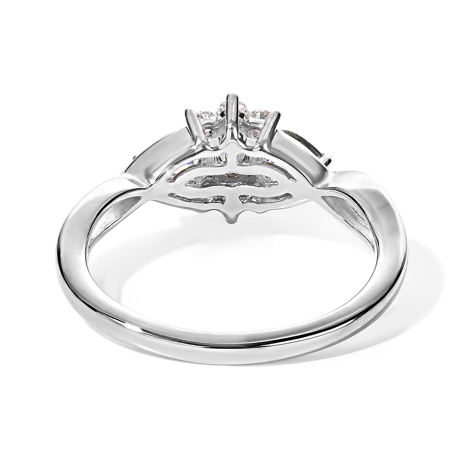 D'Joy Green Tanzanite and White Zircon 0.70 ctw Cluster Ring in Rhodium Over Sterling Silver (Size 6.0)