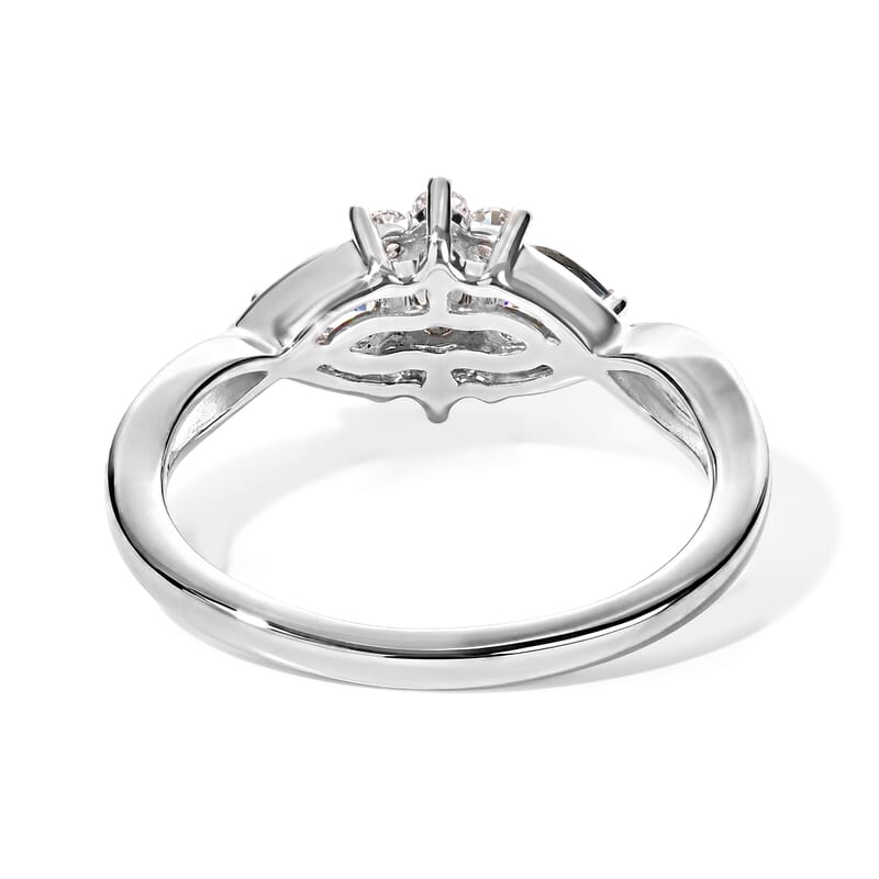 Doorbuster D'Joy Green Tanzanite and White Zircon 0.70 ctw Cluster Ring in Rhodium Over Sterling Silver (Size 7.0)