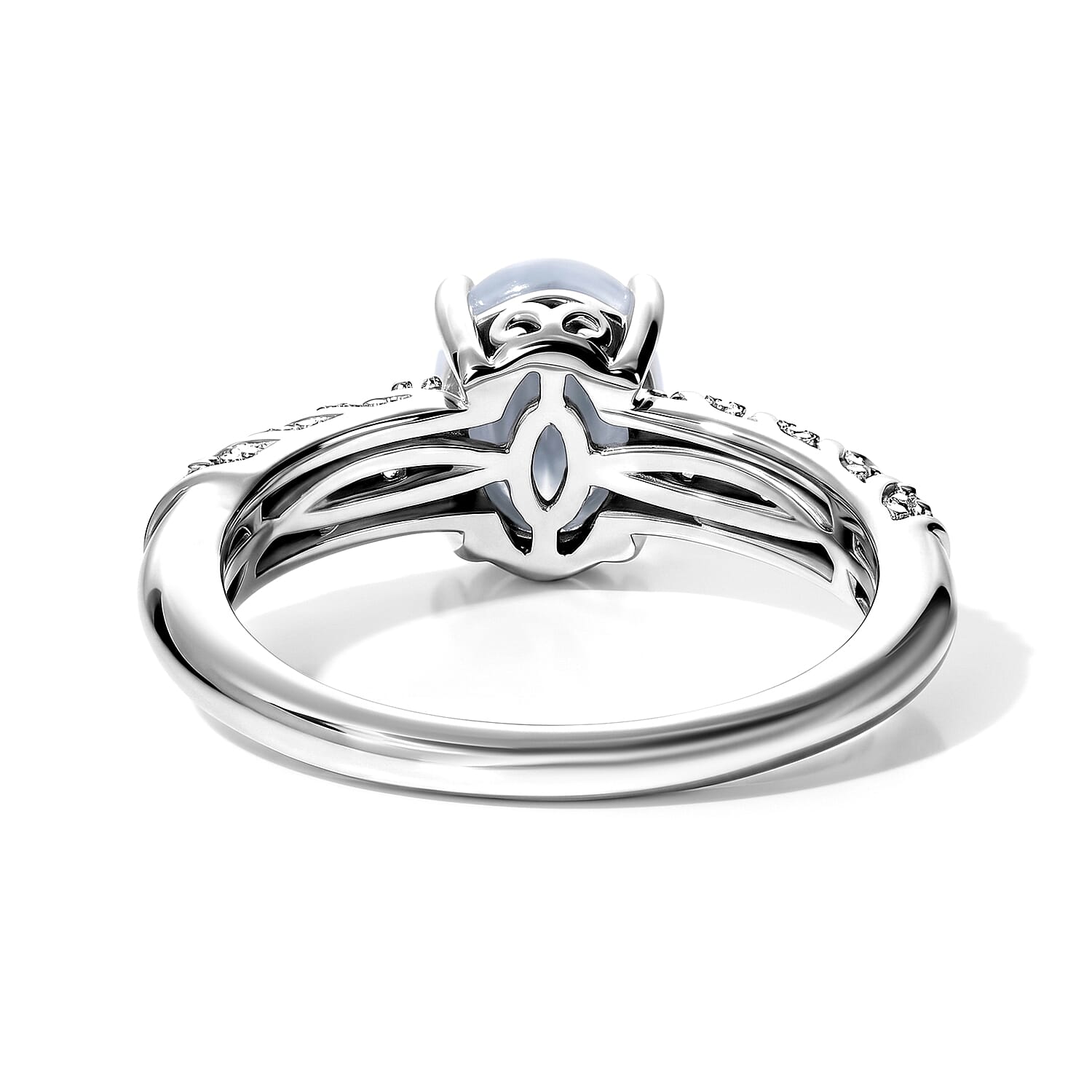 D'Joy Oregon Blue Opal and White Zircon 1.40 ctw Ring in Rhodium Over Sterling Silver (Size 7.0)