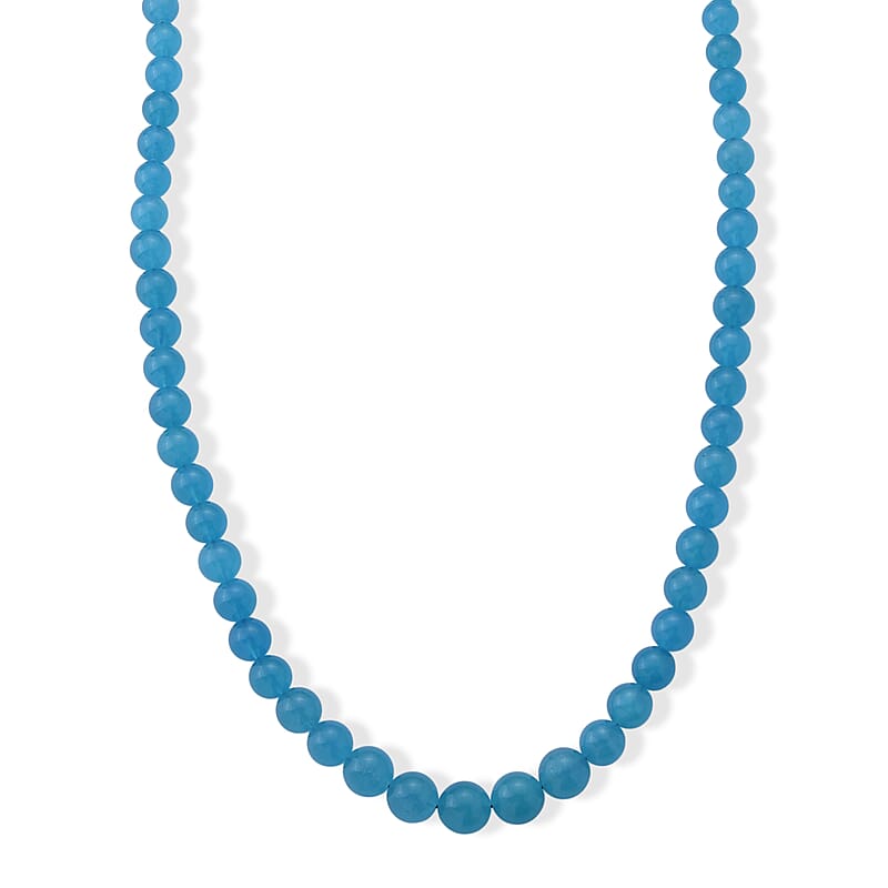 D'Joy Amazonite 350.00 ctw Beaded Necklace (20 Inches) in Rhodium Over Sterling Silver