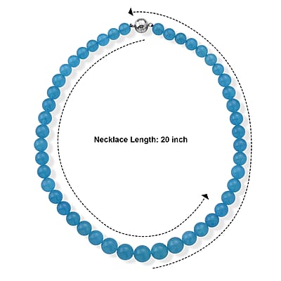 D'Joy Amazonite 350.00 ctw Beaded Necklace (20 Inches) in Rhodium Over Sterling Silver