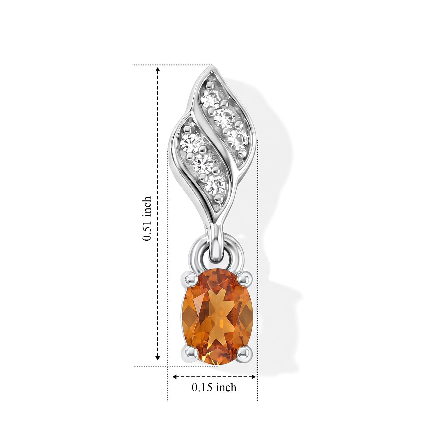 D'Joy Serra Gaucha Citrine and White Zircon 0.40 ctw Solitaire Stud Push Post Earrings in Rhodium Over Sterling Silver