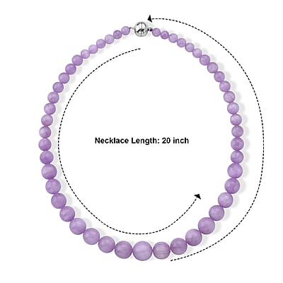 D'Joy Kunzite 420.00 ctw Beaded Necklace (20 Inches) in Rhodium Over Sterling Silver