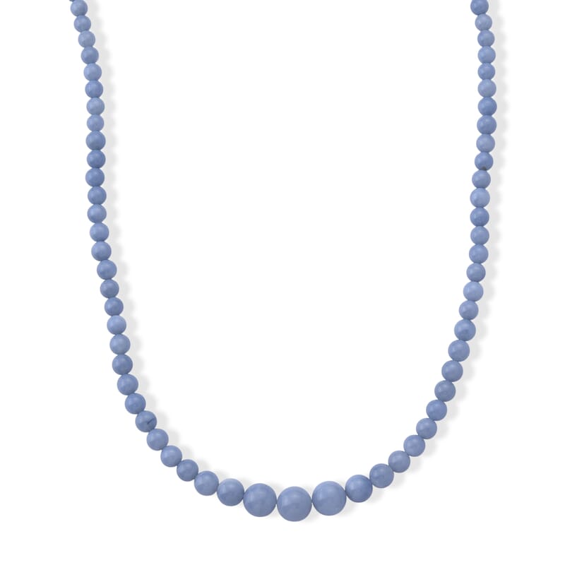D'Joy Oregon Blue Opal 190.00 ctw Beaded Necklace (20 Inches) in Rhodium Over Sterling Silver