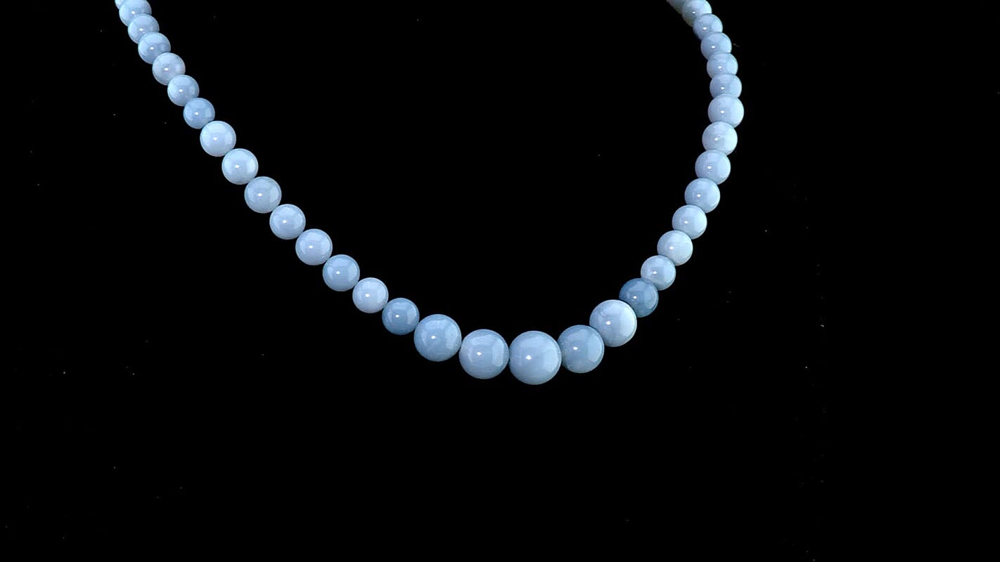D''Joy Oregon Blue Opal 190.00 ctw Beaded Necklace (20 Inches) in Rhodium Over Sterling Silver