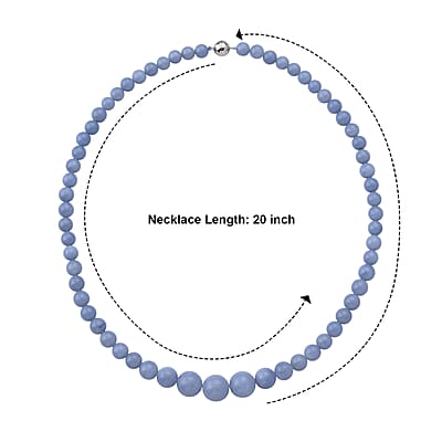 D'Joy Oregon Blue Opal 190.00 ctw Beaded Necklace (20 Inches) in Rhodium Over Sterling Silver