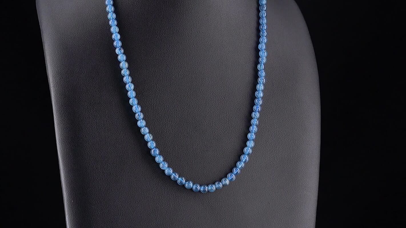 D''Joy Santa Maria Aquamarine Beaded Necklace in Rhodium Over Sterling Silver (20 Inches) 75.00 ctw