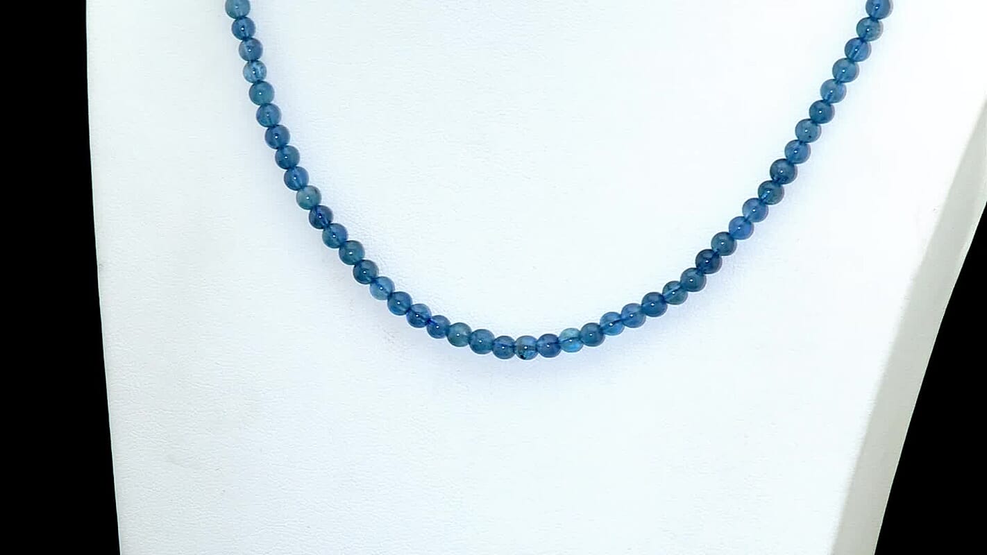 D''Joy Santa Maria Aquamarine Beaded Necklace in Rhodium Over Sterling Silver (20 Inches) 75.00 ctw