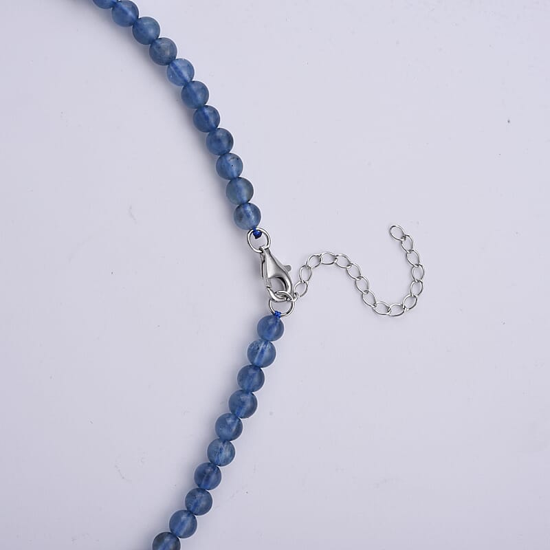 D'Joy Santa Maria Aquamarine 75.00 ctw Beaded Necklace in Rhodium Over Sterling Silver (20 Inches)