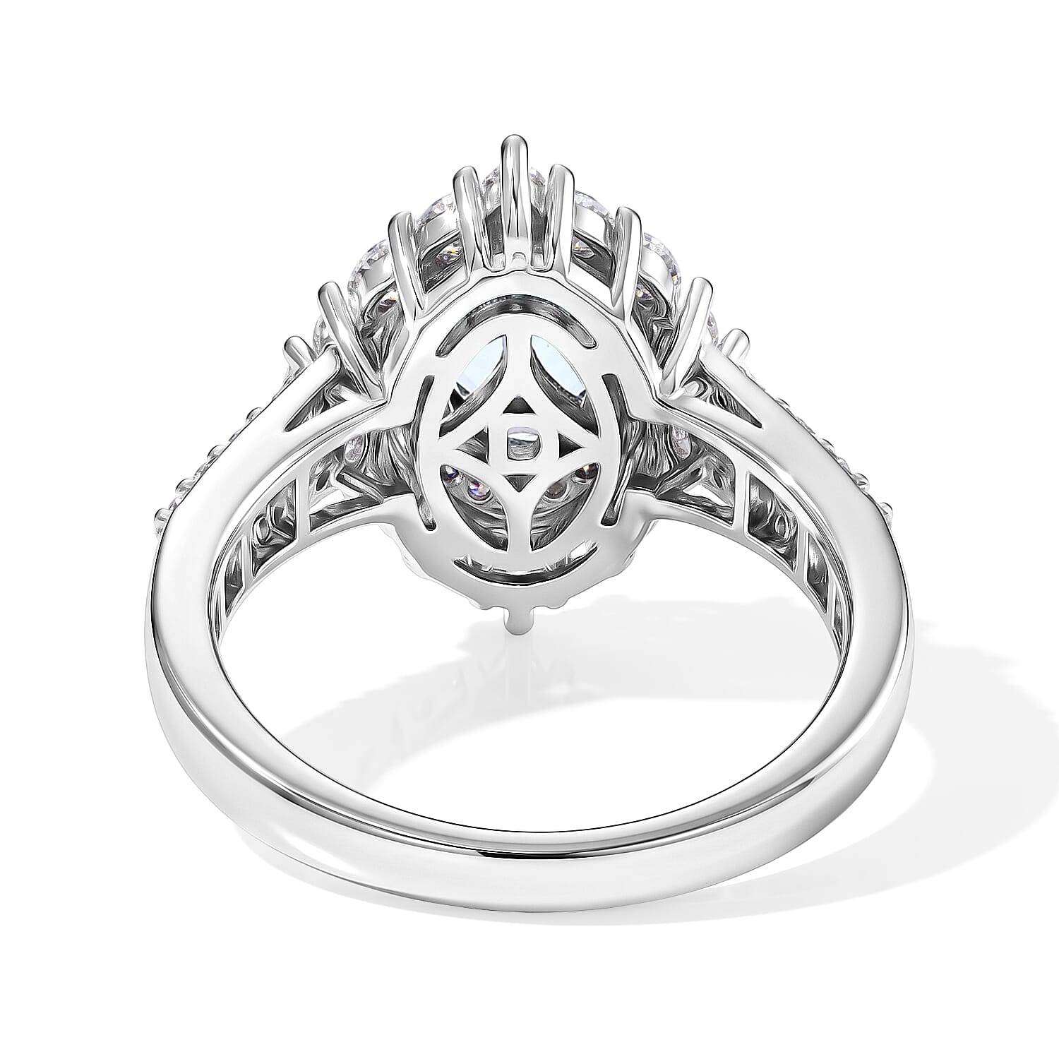 D'Joy Mangoro Aquamarine and Moissanite 1.85 ctw Ring in Rhodium Over Sterling Silver (Size 10.0)