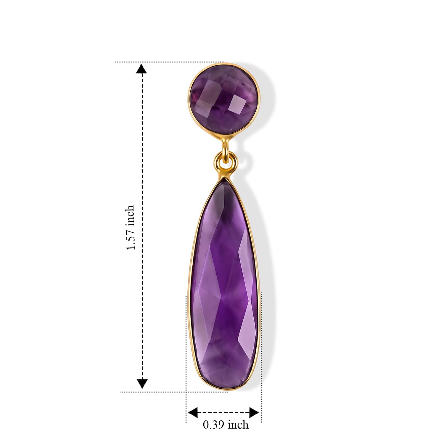Purple Amethyst Drop Earrings in Goldtone 20ctw