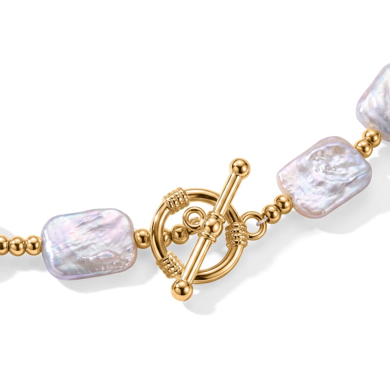 Celebrity-Inspired White Keshi Pearl Statement Necklace in Goldtone (20 Inches)