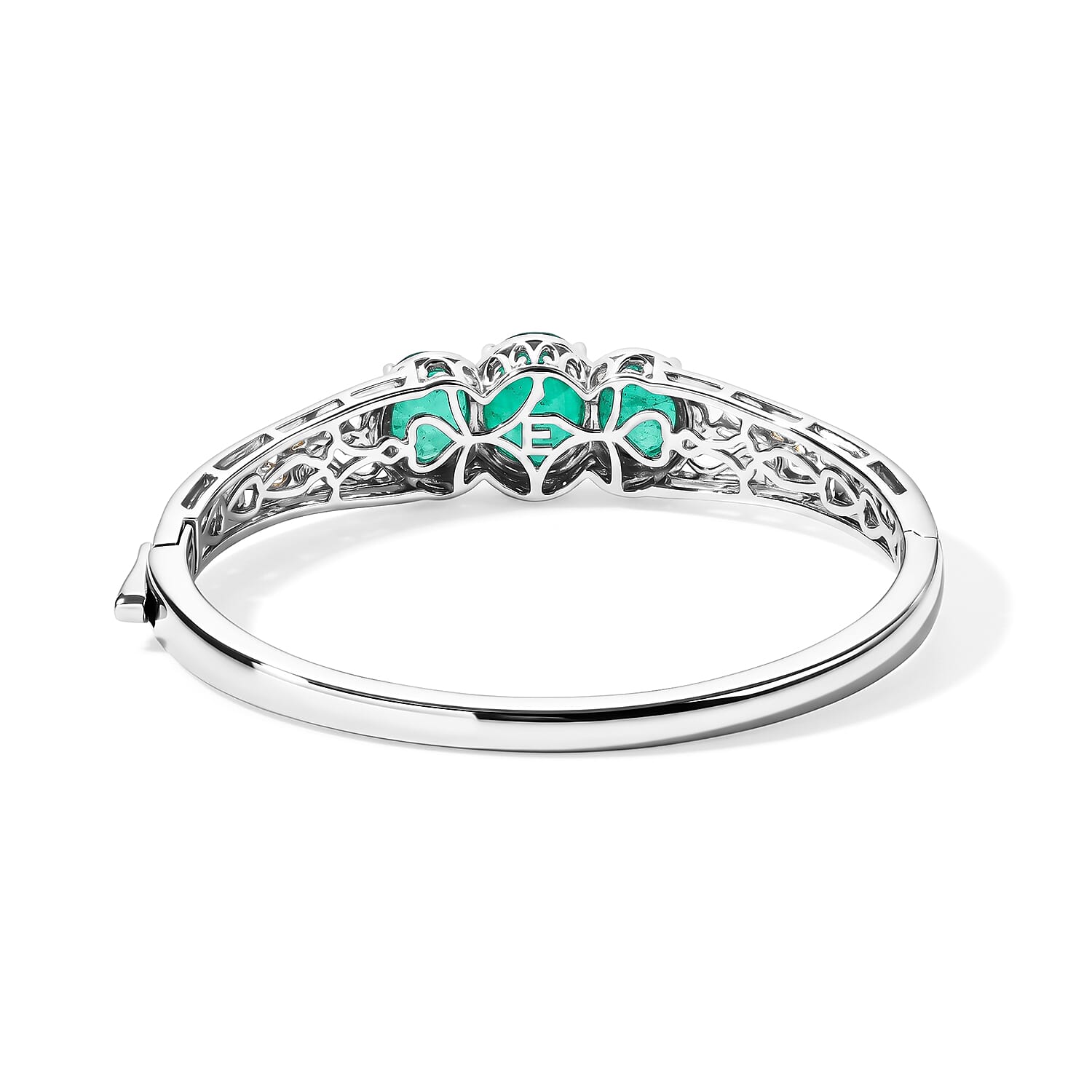 EverTrue Emeraldine Triplet Quartz Full Bangle in 18K YG Plated and Platinum Bond 11.51 ctw