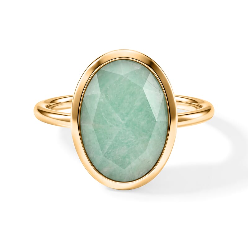 Amethyst and Amazonite Set of 2 Ring in Goldtone (Size 7.0) 7.9ctw