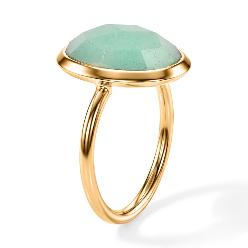 Amethyst and Amazonite Set of 2 Ring in Goldtone (Size 7.0) 7.9ctw