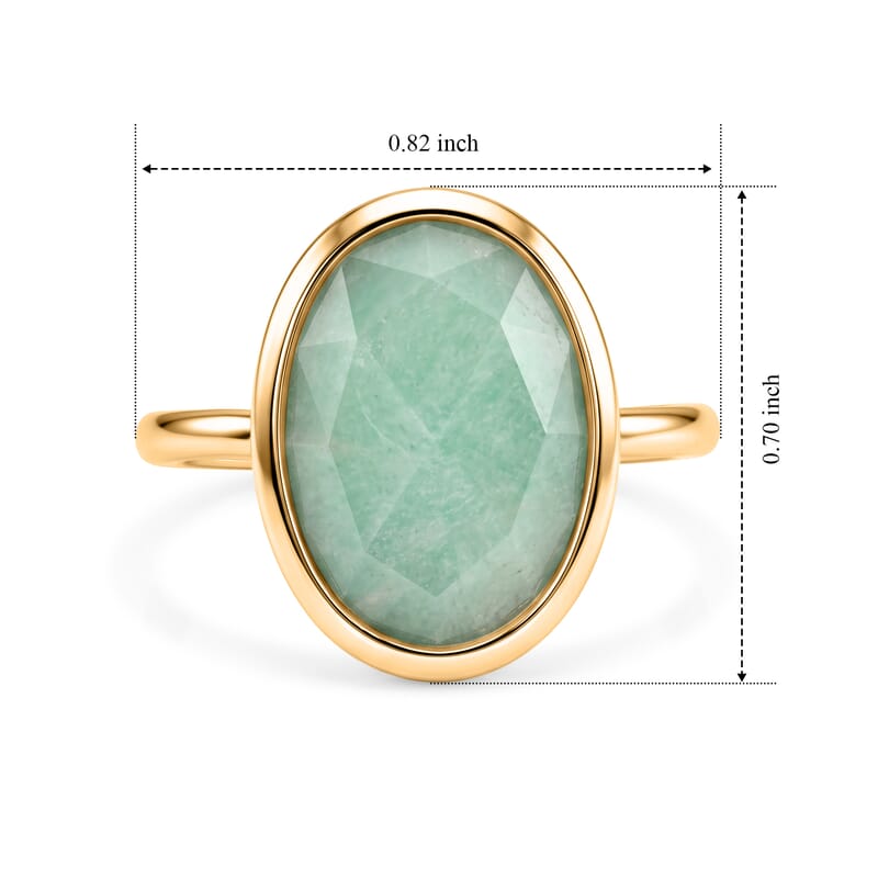 Amethyst and Amazonite Set of 2 Ring in Goldtone (Size 7.0) 7.9ctw