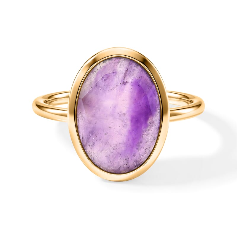 Amethyst and Amazonite Set of 2 Ring in Goldtone (Size 7.0) 7.9ctw