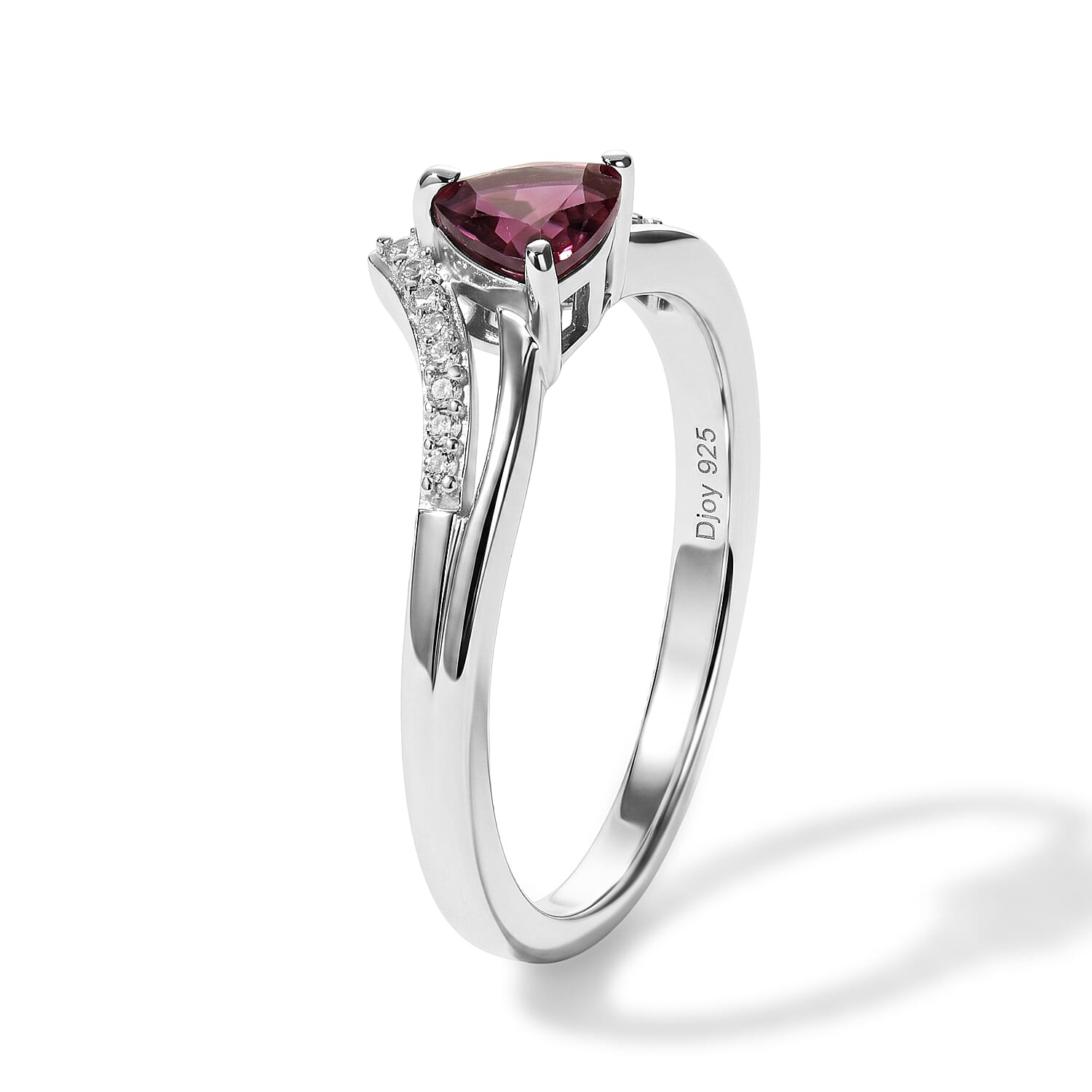 D'Joy Orissa Rose Garnet and White Zircon 0.70 ctw Ring in Rhodium Over Sterling Silver (Size 6.0)