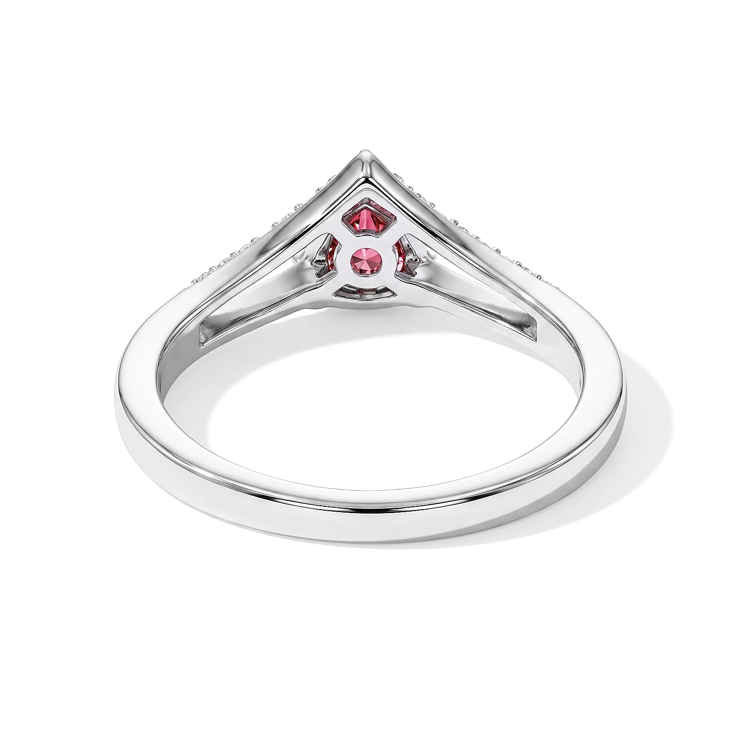 D'Joy Orissa Rhodolite Garnet and White Zircon 0.70 ctw Ring in Rhodium Over Sterling Silver (Size 6.0)