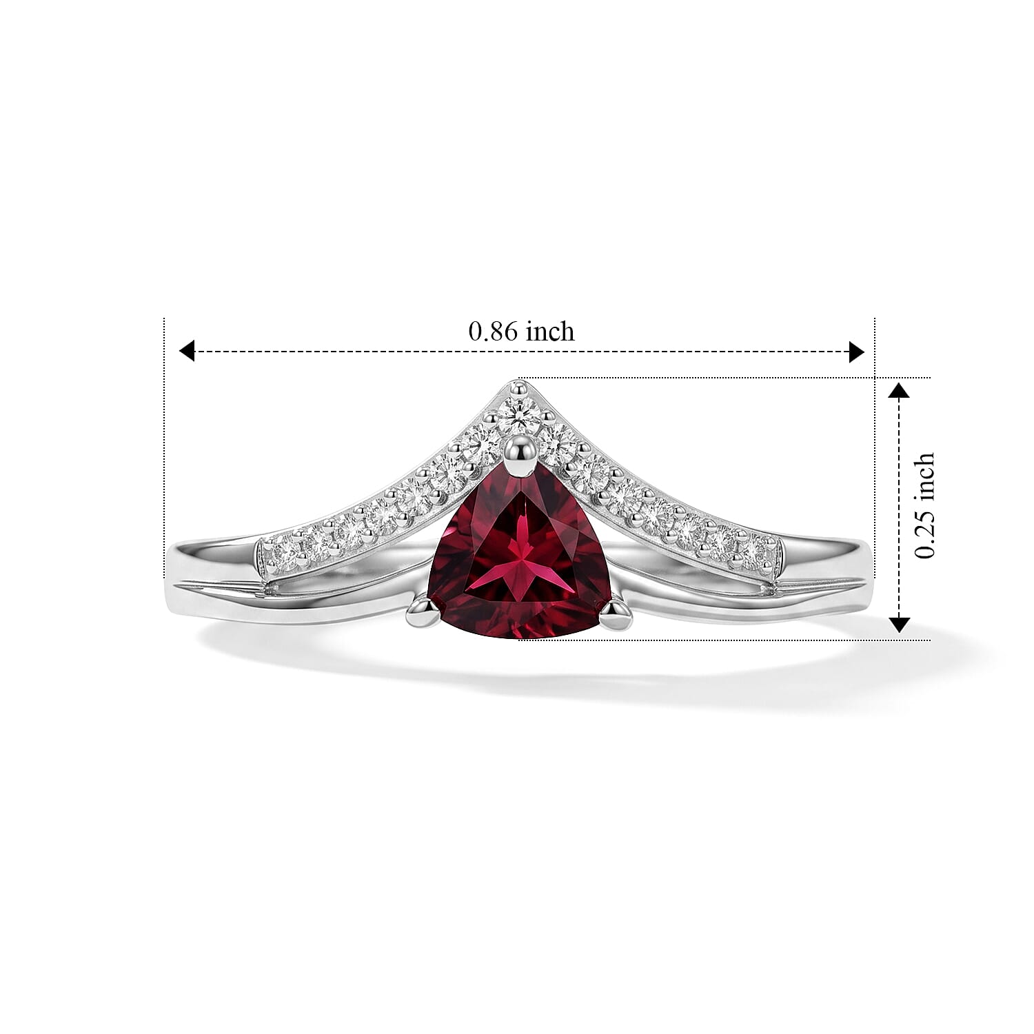 D'Joy Orissa Rhodolite Garnet and White Zircon 0.70 ctw Ring in Rhodium Over Sterling Silver (Size 6.0)