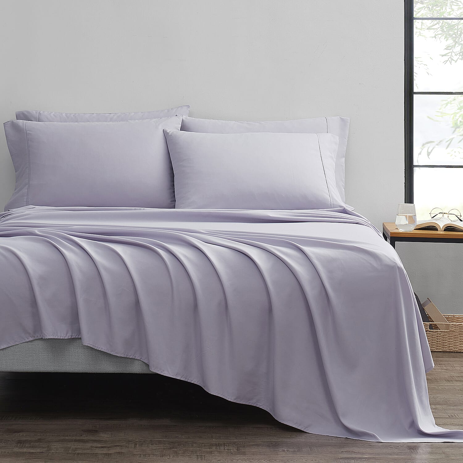 Bibb Home 6-Piece Lilac Bamboo Sheet Set -King