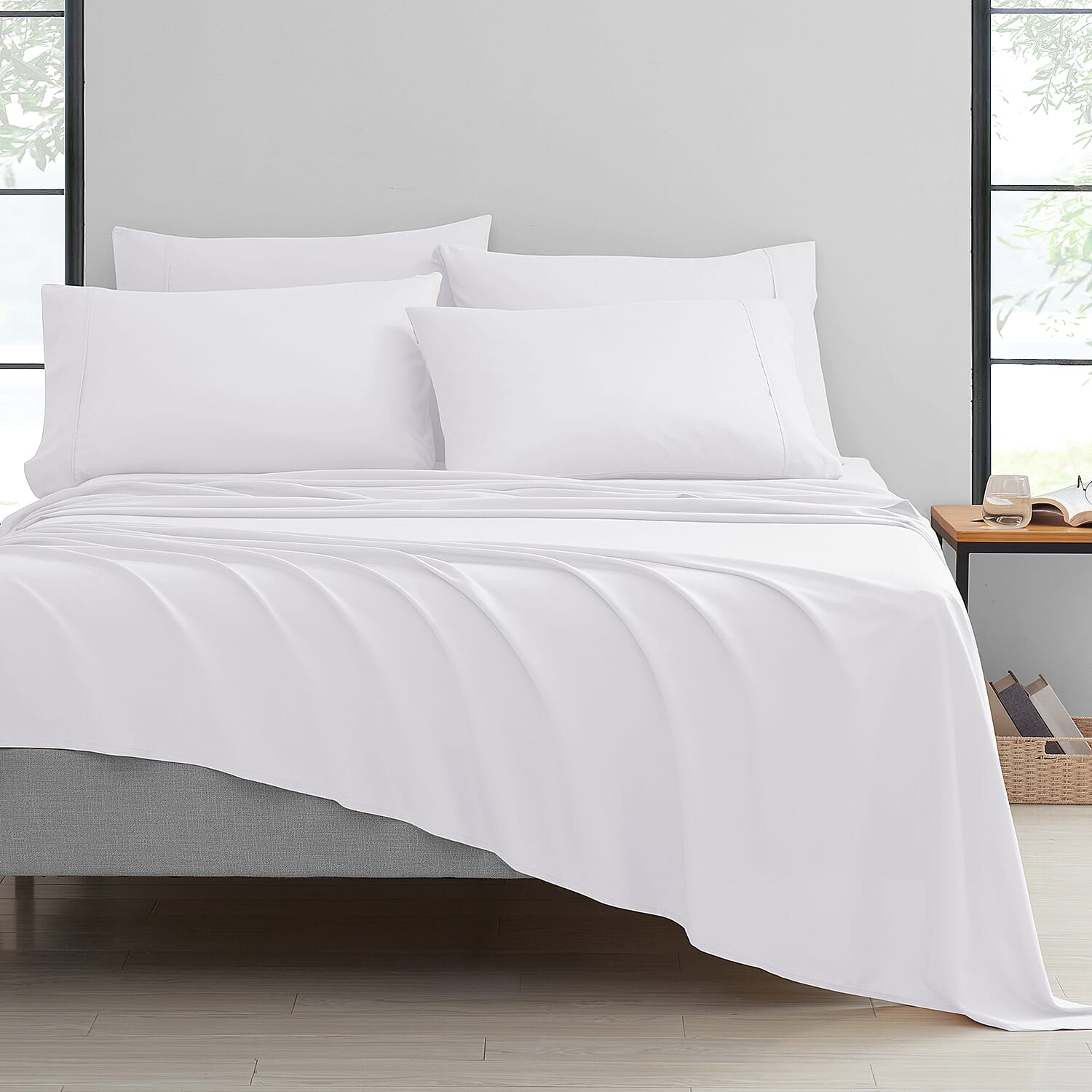 Bibb Home 6-Piece White Bamboo Sheet Set -California King