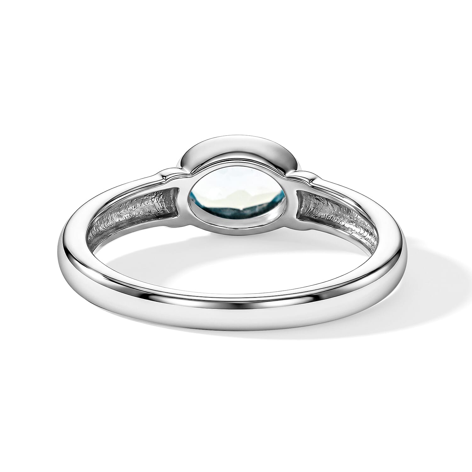 Aquamarine 0.55 ctw Oval East West Solitaire Ring in Sterling Silver (Size 7.0)
