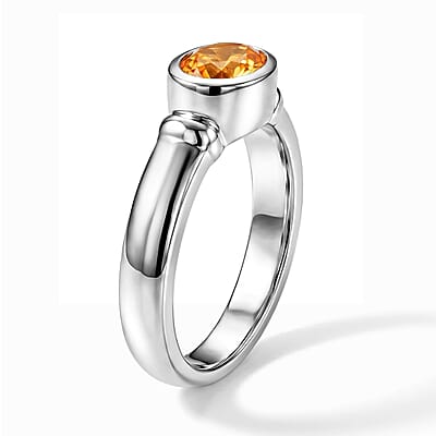 Citrine 0.80 ctw Oval East West Solitaire Ring in Sterling Silver (Size 7.0)