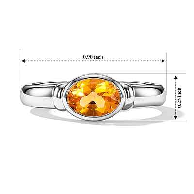 Citrine 0.80 ctw Oval East West Solitaire Ring in Sterling Silver (Size 7.0)
