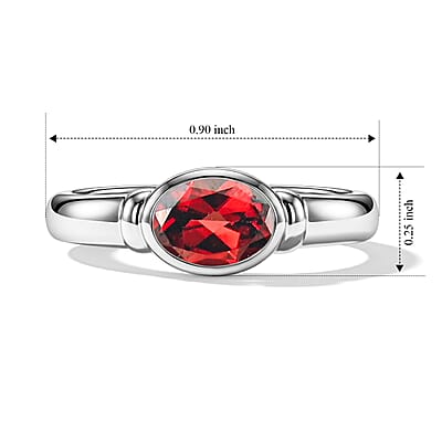 Garnet 0.50 ctw East West Solitaire Ring in Sterling Silver (Size 7.0)