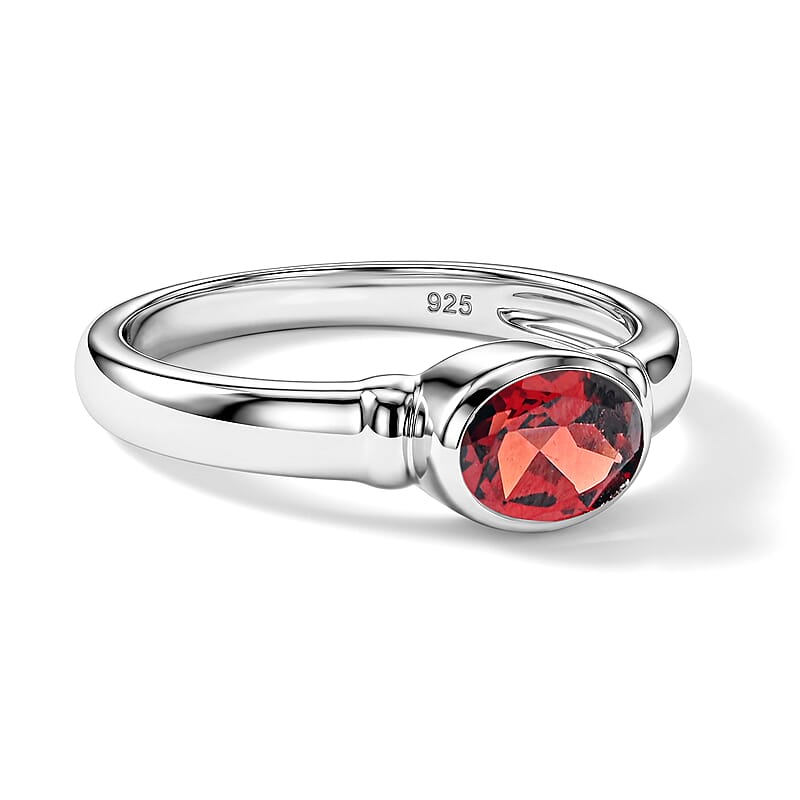 Garnet 0.50 ctw East West Solitaire Ring in Sterling Silver (Size 8.0)