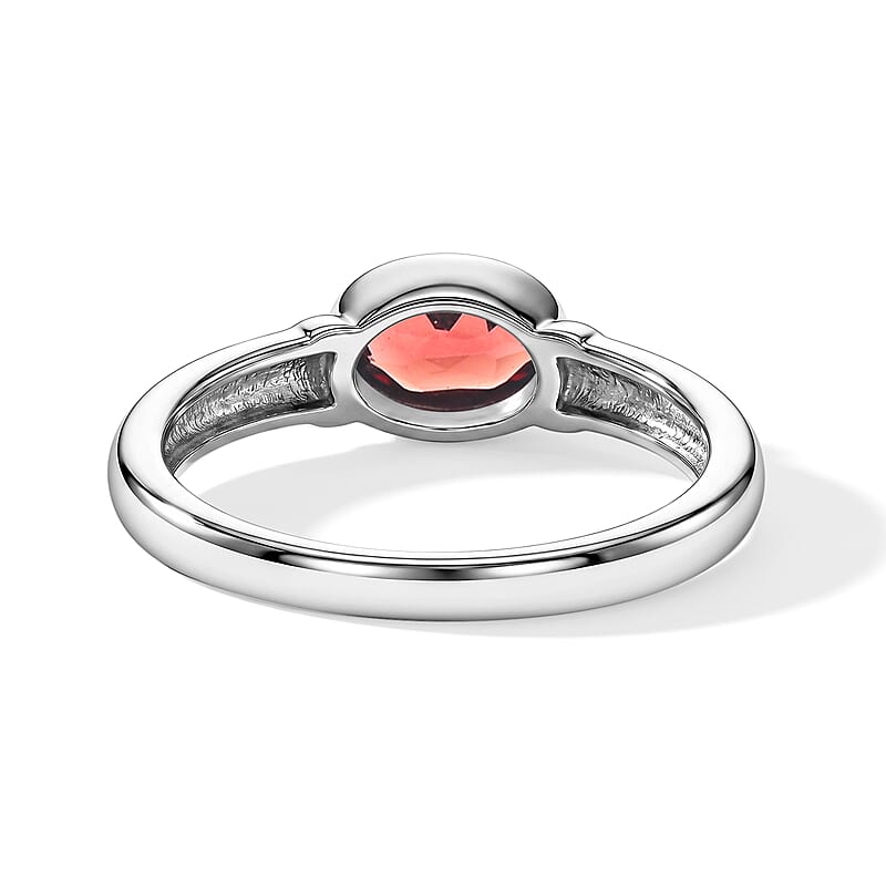 Garnet 0.50 ctw East West Solitaire Ring in Sterling Silver (Size 8.0)