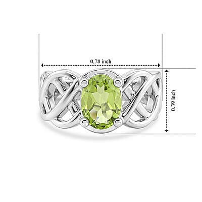 Peridot 2.06 ctw Oval Solitaire Ring in Sterling Silver (Size 6.0)
