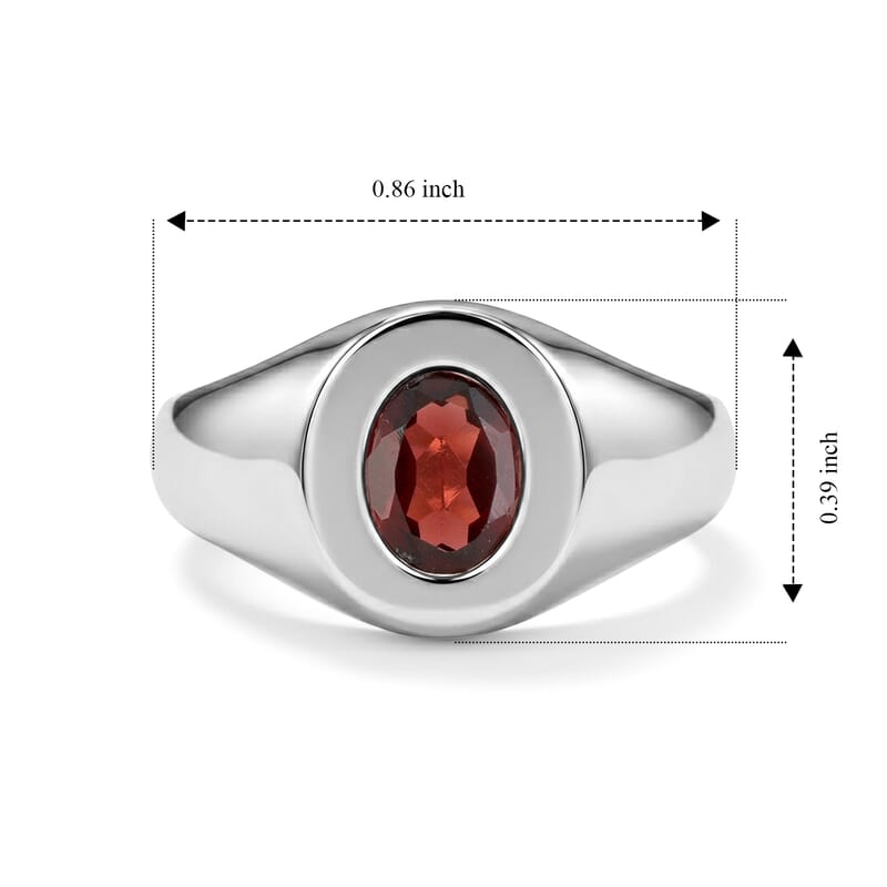 Garnet 0.50 ctw Oval Solitaire Ring in Sterling Silver (Size 8.0)